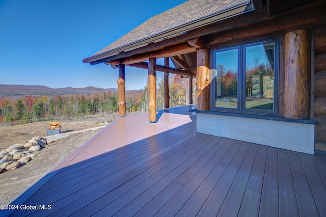 deck featuring a mountain view