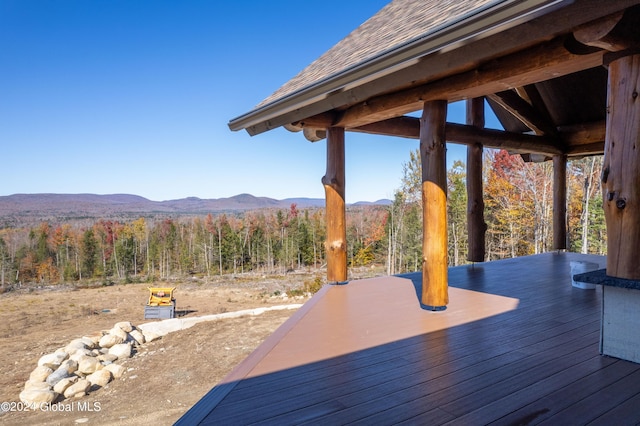 deck with a mountain view