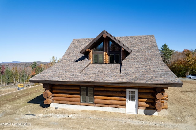 view of log home