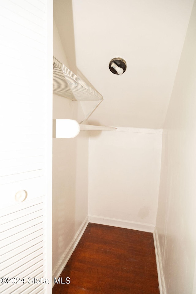 walk in closet featuring dark hardwood / wood-style floors