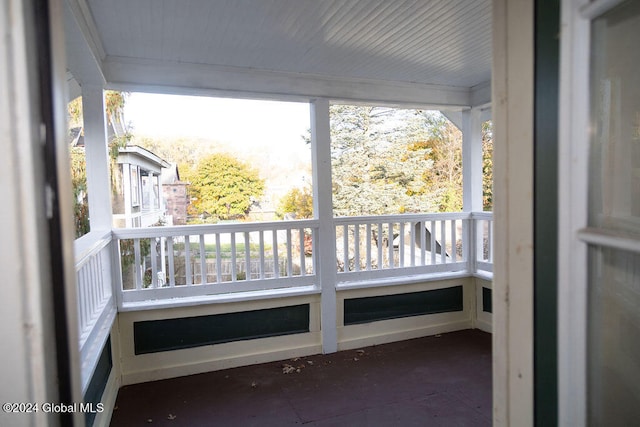 view of unfurnished sunroom