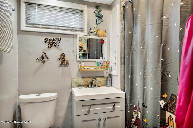 bathroom with toilet and vanity