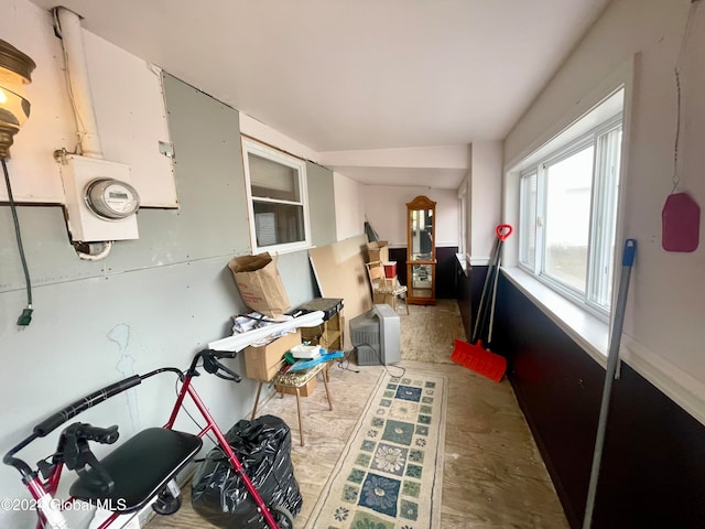 interior space featuring concrete floors