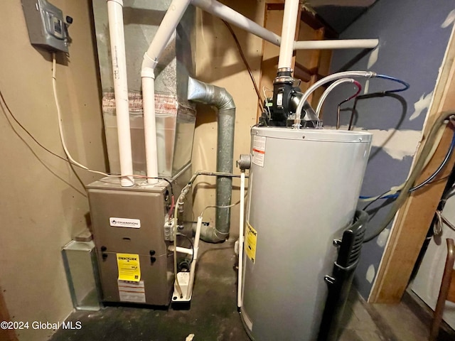 utility room with gas water heater