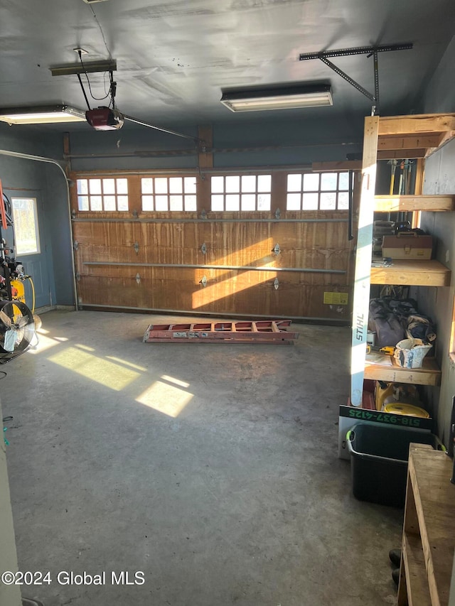 garage with a garage door opener