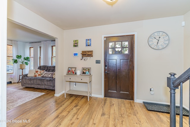 foyer entrance featuring light hardwood / wood-style flooring and plenty of natural light