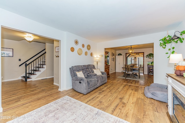 living room with wood-type flooring