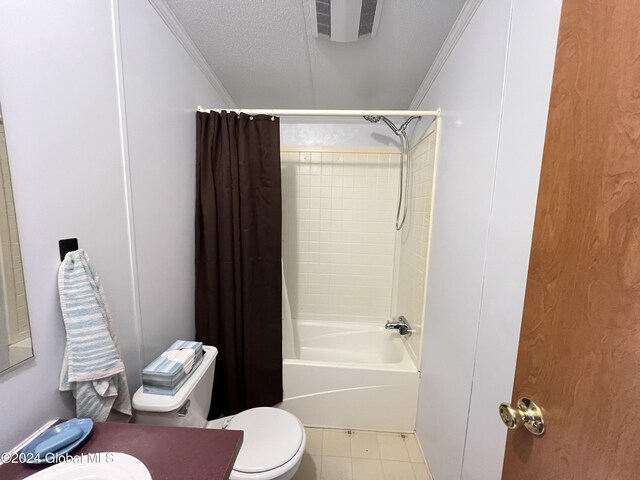 66 Plains Rd, Jackson, NY 12816 - bathroom featuring crown molding, vanity, shower / tub combo with curtain, toilet, and visible vents
