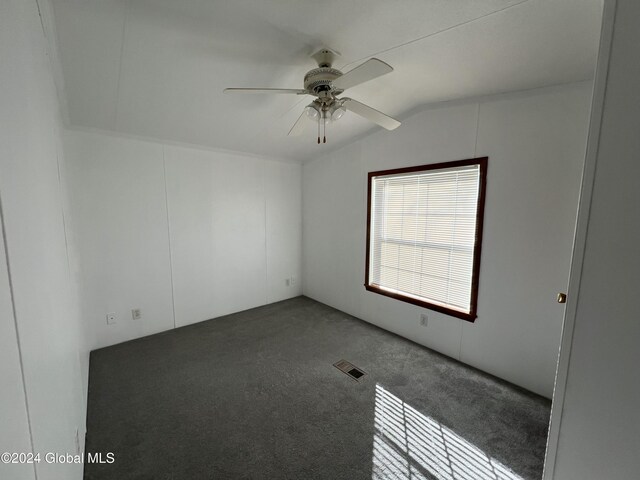 66 Plains Rd, Jackson, NY 12816 - carpeted spare room featuring ceiling fan, visible vents, and vaulted ceiling