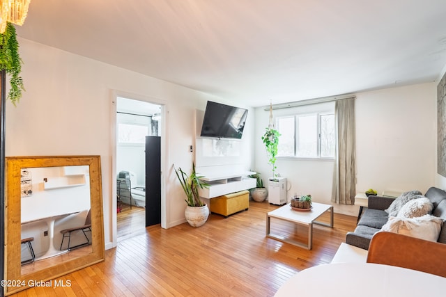 living room with light hardwood / wood-style floors