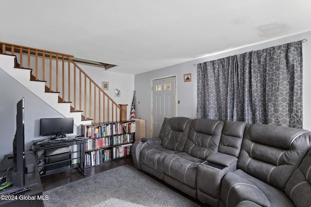 living room with hardwood / wood-style flooring