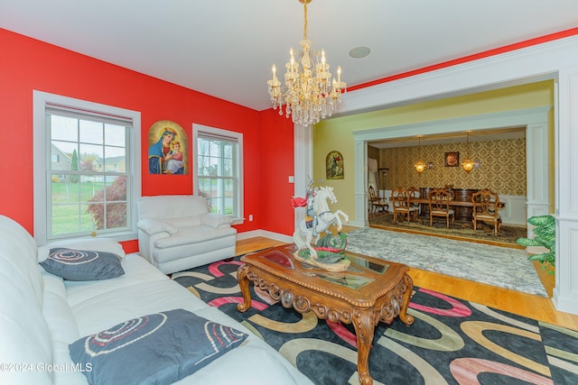 5 Teasdale Ct, Colonie, NY 12189 - living room featuring an inviting chandelier and wood finished floors