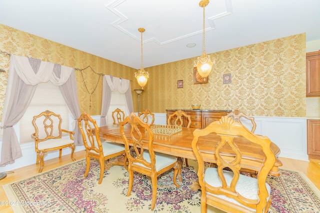 dining area with light wood-type flooring