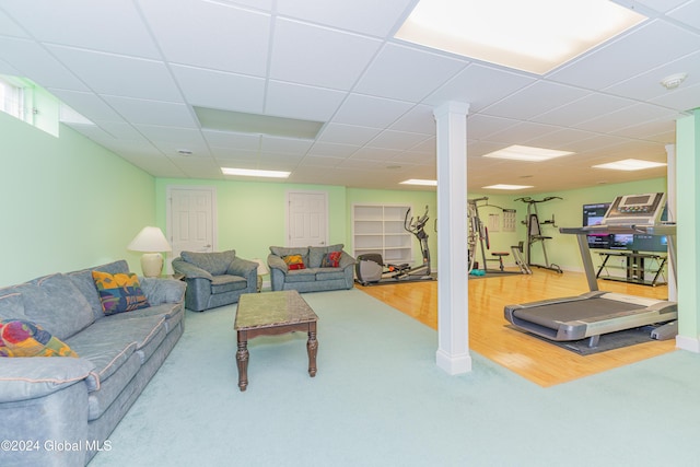 5 Teasdale Ct, Colonie, NY 12189 - carpeted living room with a paneled ceiling and decorative columns