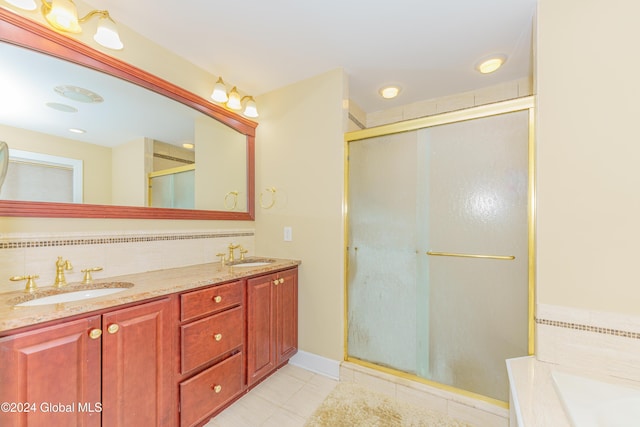 5 Teasdale Ct, Colonie, NY 12189 - full bathroom with tile patterned flooring, a sink, a bath, and a shower stall