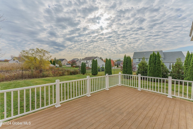 5 Teasdale Ct, Colonie, NY 12189 - wooden terrace featuring a residential view, fence, and a lawn