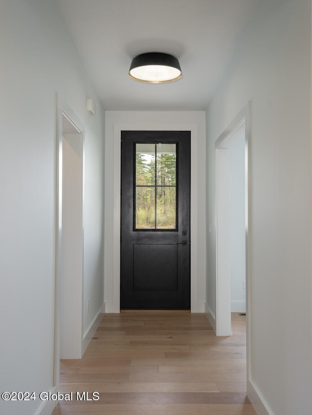 entryway with light hardwood / wood-style floors