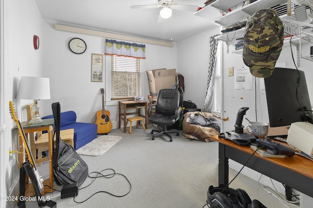 office area featuring ceiling fan