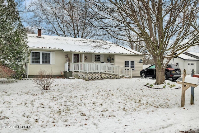 15 Windcrest Dr, Fort Edward, NY 12828 - view of front facade with covered porch and a chimney