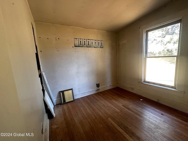 spare room with hardwood / wood-style floors and plenty of natural light