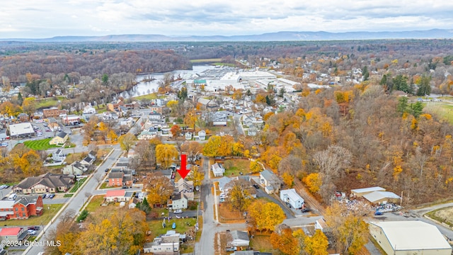 birds eye view of property with a mountain view