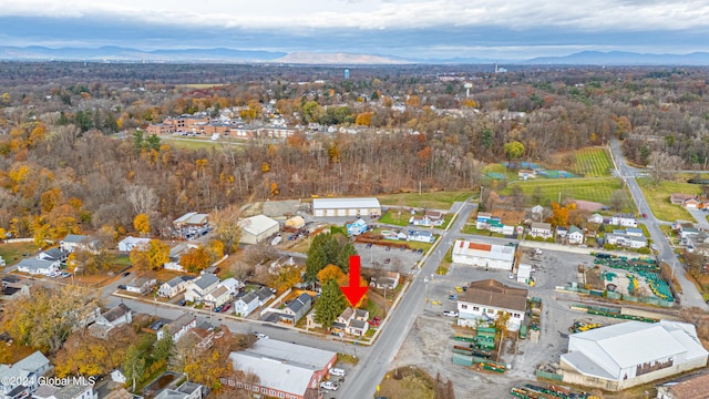 aerial view with a mountain view