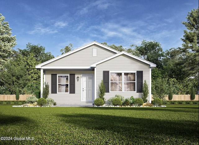 view of front of home featuring a front lawn