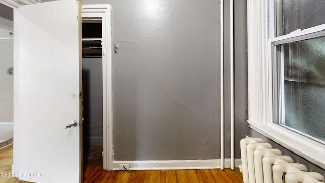 interior space featuring hardwood / wood-style flooring and radiator