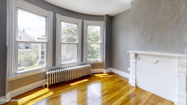 interior space with radiator heating unit and light wood-type flooring