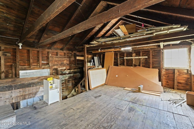 view of unfinished attic