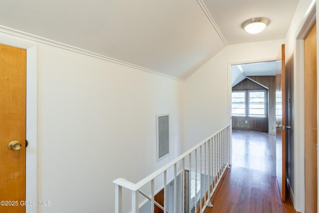 1258 Hawthorn Rd, Niskayuna, NY 12309 - hall with dark wood-style floors, lofted ceiling, and an upstairs landing