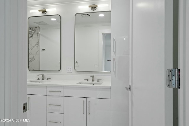 bathroom featuring a sink, visible vents, and double vanity