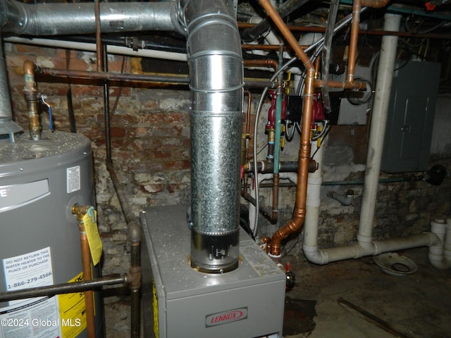 utilities featuring electric panel and water heater