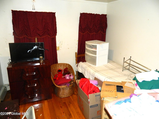 bedroom with hardwood / wood-style flooring