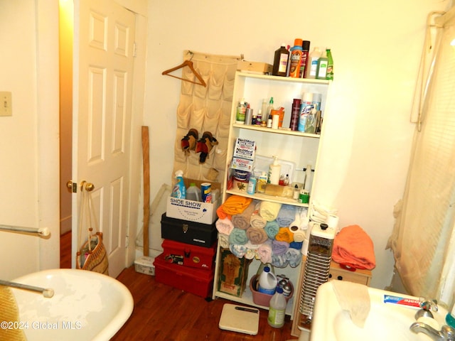 bathroom featuring wood-type flooring