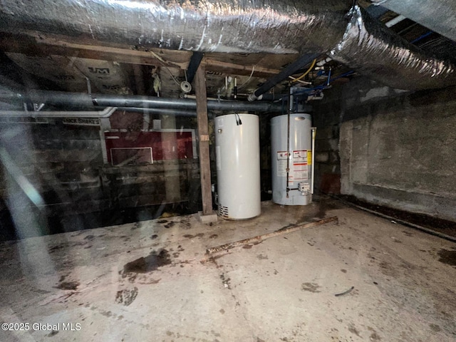 basement with gas water heater