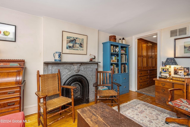 49A Dove St, Albany, NY 12210 - sitting room with hardwood / wood-style flooring and a fireplace