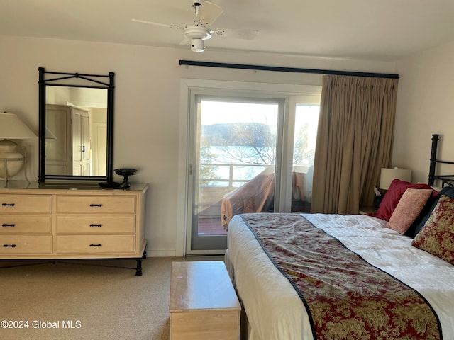 bedroom featuring carpet and ceiling fan