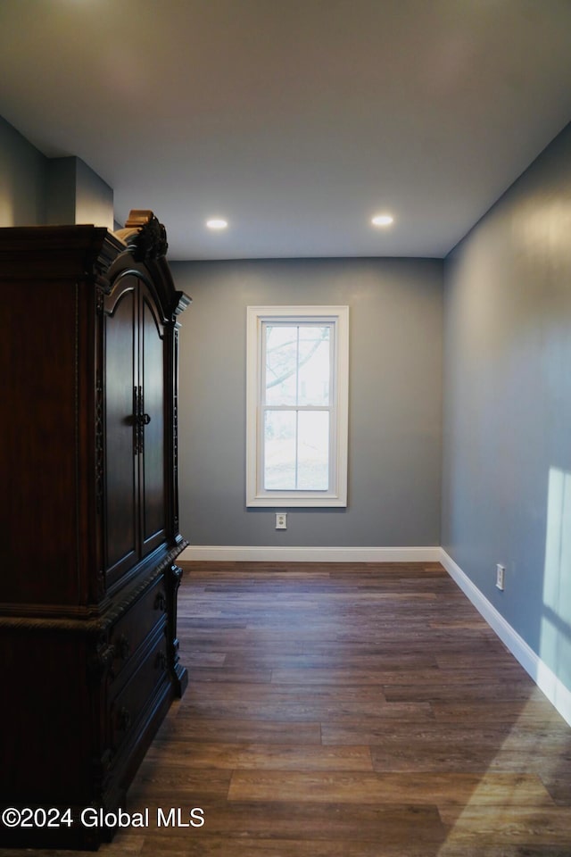 interior space with dark hardwood / wood-style flooring