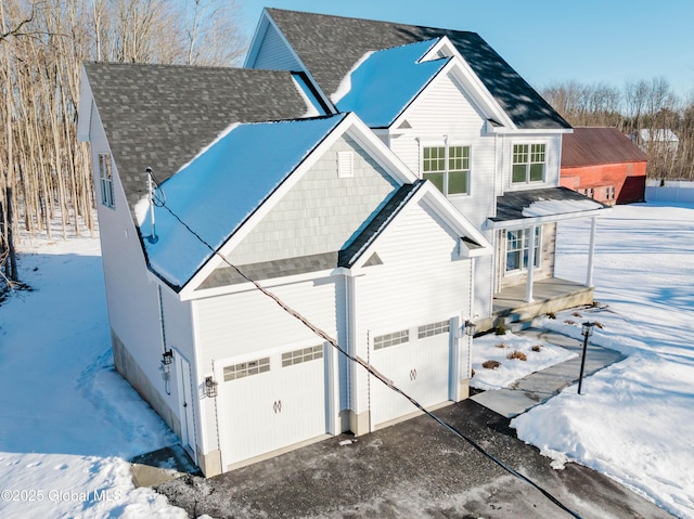 exterior space with a garage