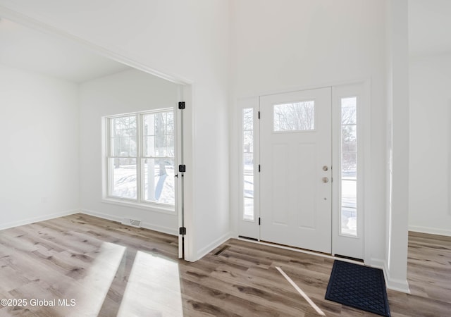 foyer with light hardwood / wood-style floors