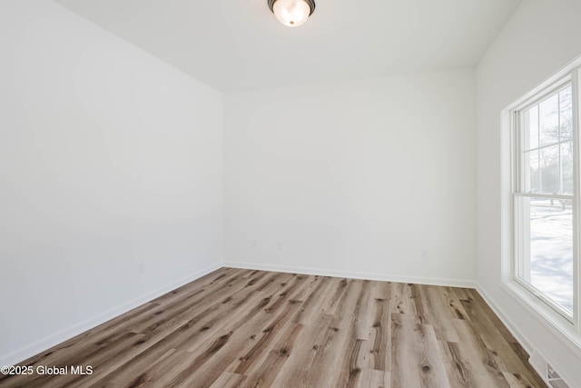 empty room with light hardwood / wood-style flooring and a wealth of natural light