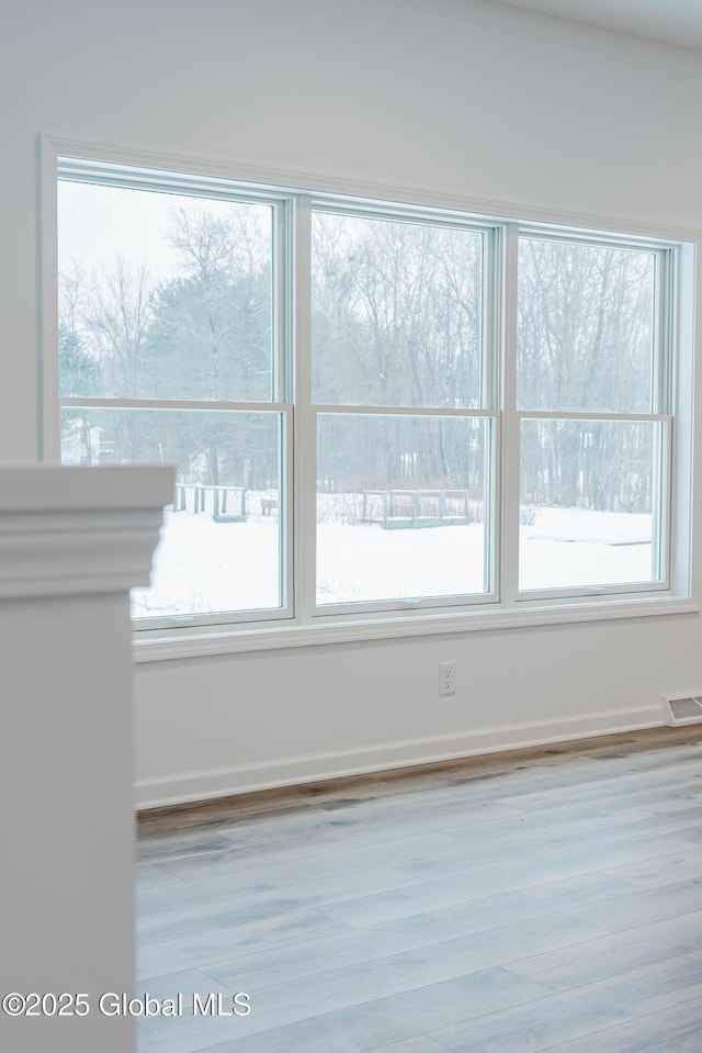 empty room with light hardwood / wood-style floors