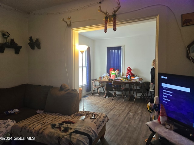 living room with hardwood / wood-style flooring