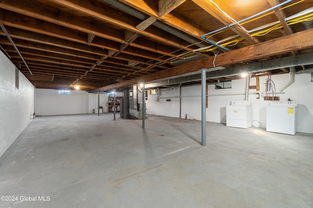 basement featuring washer and clothes dryer