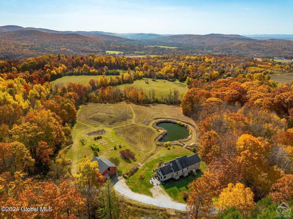 aerial view with a mountain view