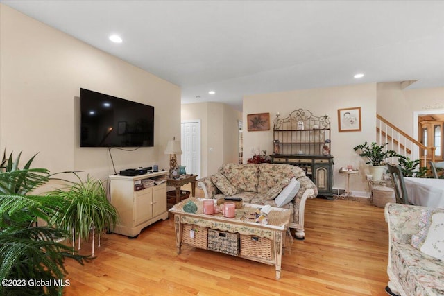 living room featuring light hardwood / wood-style floors