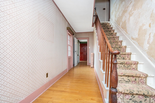 interior space featuring hardwood / wood-style flooring and radiator