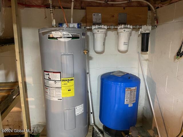 utility room with water heater