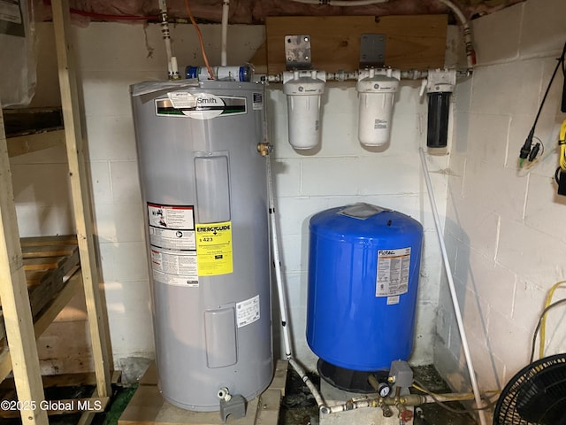 utility room featuring water heater